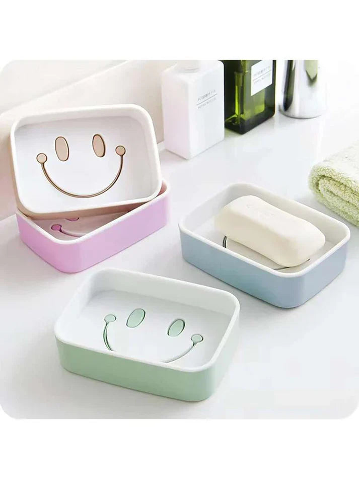 Smiley Double Layer Drain Soap Holder / Wall-Mounted Smile Soap Dish For Bathroom (random color)